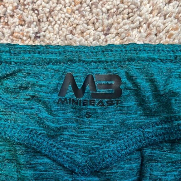Mini Beast Heathered Teal Workout V-Front Leggings Small - Picture 3 of 6
